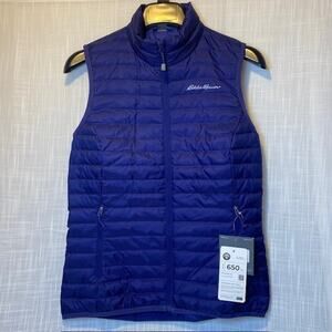 NEW Eddie Bauer Microlight Blue Down Vest NWT Womens XS